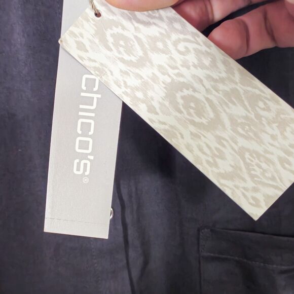 Chico’s Black Label Shirt Dress Medium Dark Romantic Minimalism Black - Picture 9 of 9